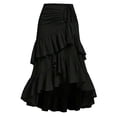 thumbnail image 1 of Arlun Women's Ruffled Hem Boho Long Maxi Skirts Fashion Asymmetrical Fit High Waist Drawstring Design A-Line Flare Skirts Fashion Floral Print Layered Skirts for Spring Summer Black S, 1 of 3
