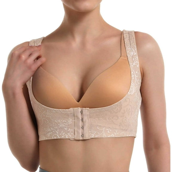 Arlun,Women's Seamless Shaper Bras Wireless Front Closure Soft Support Bra Compression Vest Post Bra Seamless Comfortable No Underwire Adjustable Shapewear Bra Beige XL