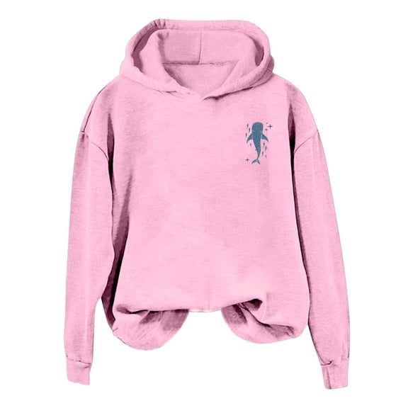 Arlun Women's Shark Graphic Printed Hoodies Soft Comfortable Long Sleeve Pullover Sweatshirts Ocean Style Graphic Casual Plus Size Hooded Sweatshirts for Women Pink XXL