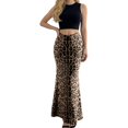 thumbnail image 1 of Arlun Women's Shiny Sequin Leopard Print Maxi Skirts High Waisted Bodycon Long Skirt with Fishtail Design Stretchable Formal Skirts Dance Party Dress Coffee S, 1 of 5