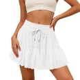 thumbnail image 1 of Arlun Women's Skirts Drawstring Elastic High Waisted Mesh Ruffle Tiered Mini Skirts Lightweight Comfy Pleated Cute Short Skirt for Summer Beach Outfit White XL, 1 of 6