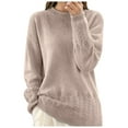 thumbnail image 1 of Arlun Women's Solid Knit Sweaters Crew Neck Long Sleeve Embroidered Vintage Sweaters Casual Loose Fit Solid Color Comfortable Fall Winter Fashion Pullover Tops Khaki M, 1 of 5