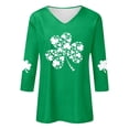 thumbnail image 1 of Arlun Women's St.Patrick's Day T-Shirts Trendy Shamrock 3/4 Sleeve V-Neck Tops Irish Traditional Festival Graphic Tees Casual Stylish Party Spring T Shirt 3-Green L, 1 of 3