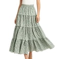 thumbnail image 1 of Arlun Women's Summer Maxi Skirts Trendy High Waist Pleated Ruffle Floral Long Skirts Casual Relaxed Fit Ruffle Tiered Lightweight Flowy Beach Vacation Boho Skirt 2026 2-Green XL, 1 of 4