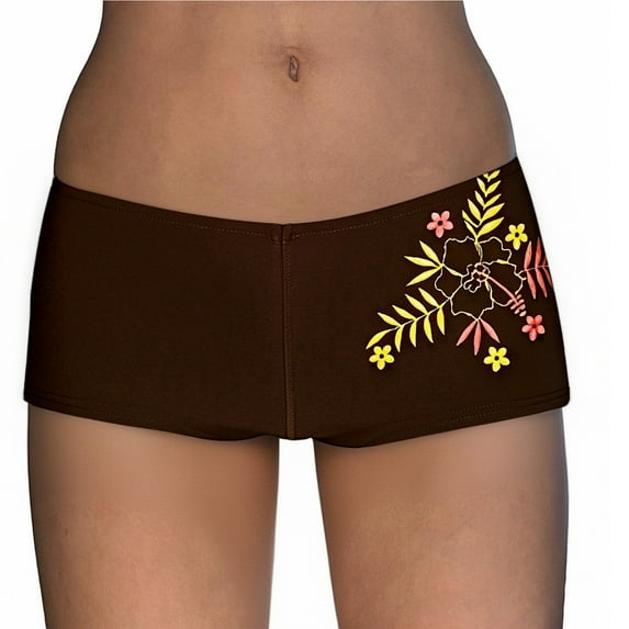 Arlun Women's Summer Mini Shorts Trendy Y2k Style Printed and Stripes Stretch Low Rise Tight Hot Pants Comfortable Slimming 2026 Fashionable Daily Wear 2-Brown L