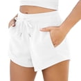 thumbnail image 1 of Arlun Women's Sweat Shorts with Pockets Trendy Spliced Drawstring Elastic High Waist Loose Fit Athletic Running Shorts Comfortable Solid Color Summer Casual Short Pants White XS, 1 of 3