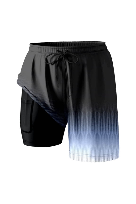 Women's Swim Board Shorts with Compression Liner and Pockets Fashion Hawaiian Printing Plus Size Drawstring Elastic Waist Summer Beach Vacation Shorts 10-Black M