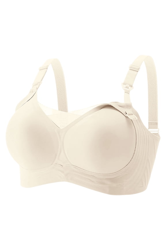 ,Women's Thin Nursing Bras for Breastfeeding Seamless Full Coverage Double Lifting Ultra Comfort Bra Mesh V Soft Breathable Pregnancy Maternity Wireless Bralettes Rose Gold 34