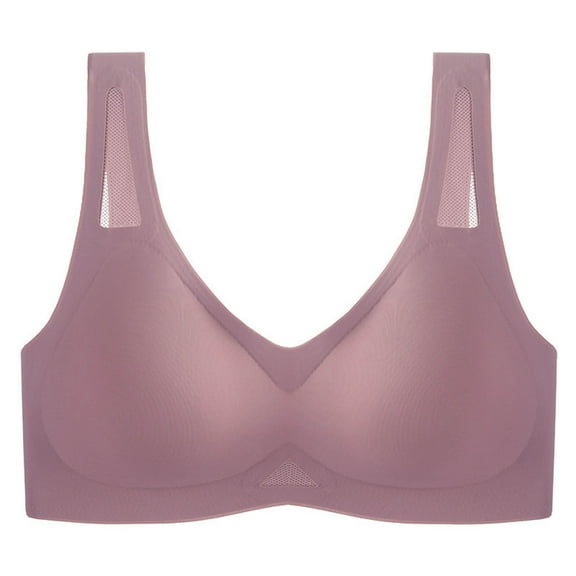 Arlun Women's Thin Seamless Latex Bras Design Smooth Seamless No Underwire Bralettes Support Side Styling Comfort Breathable Everyday Bras Purple M