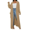 thumbnail image 1 of Arlun Women's Thin Stylish Cable Knit Cardigan Sweaters Long Sleeve Open Front Long Ankle Length Sweater Coats Solid Color Simple Cozy Autumn Winter Outwear with Pockets Khaki L, 1 of 5