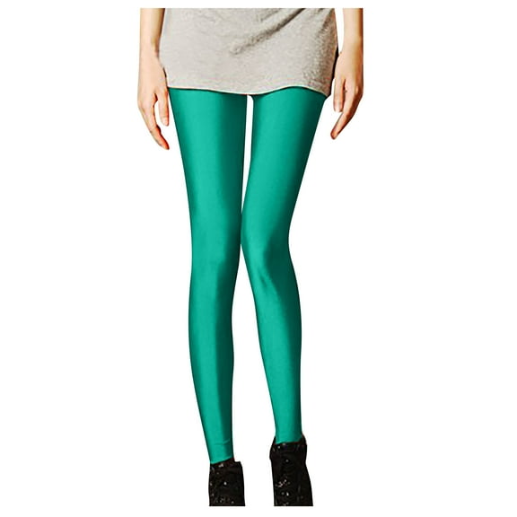 Arlun Women's Thin Yoga Leggings Fashion Stretchy Straight Slim Fitted Candy Neon Colors Yoga Pants Lightweight Soft Comfy Elastic High Waist Casual Legging Green M