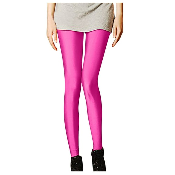 Arlun Women's Thin Yoga Leggings Fashion Stretchy Straight Slim Fitted Candy Neon Colors Yoga Pants Lightweight Soft Comfy Elastic High Waist Casual Legging Hot Pink XL