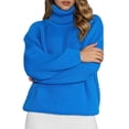 thumbnail image 1 of Arlun Women's Turtleneck Loose Sweaters Long Sleeves Casual Comfortable Knit Pullover Tops 2025 Fashion Fall Winter Clothes Soft Cozy Warm Plus Size Sweater Blue XL, 1 of 4