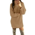 thumbnail image 1 of Arlun Women's Turtleneck Oversize Midi Pullover Sweater Dresses Solid Color Loose Fit Ribbing Knit Knee Length Dress Long Sleeve Simple Basic Fall Winter Clothes 2025 Khaki M, 1 of 5