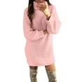 thumbnail image 1 of Arlun Women's Turtleneck Oversize Midi Pullover Sweater Dresses Solid Color Loose Fit Ribbing Knit Knee Length Dress Long Sleeve Simple Basic Fall Winter Clothes 2025 Pink S, 1 of 5