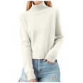thumbnail image 1 of Arlun Women's Turtleneck Sweaters Long Sleeve Knitted Pullovers Loose Cozy Stretch Sweater Trendy Fall Winter Solid Color Basic Jumper Tops White XL, 1 of 4