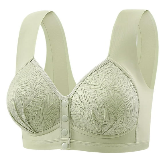 Arlun,Women's No Underwire Front Button Bras Full Coverage Wireless Seamless Supportive Fixed Thin Cup Vest Type Bras Soft Breathable Lightweight Bralettes Mint Green 40