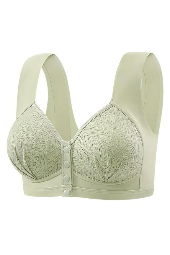 ,Women's No Underwire Front Button Bras Full Coverage Wireless Seamless Supportive Fixed Thin Cup Vest Type Bras Soft Breathable Lightweight Bralettes Mint Green 36