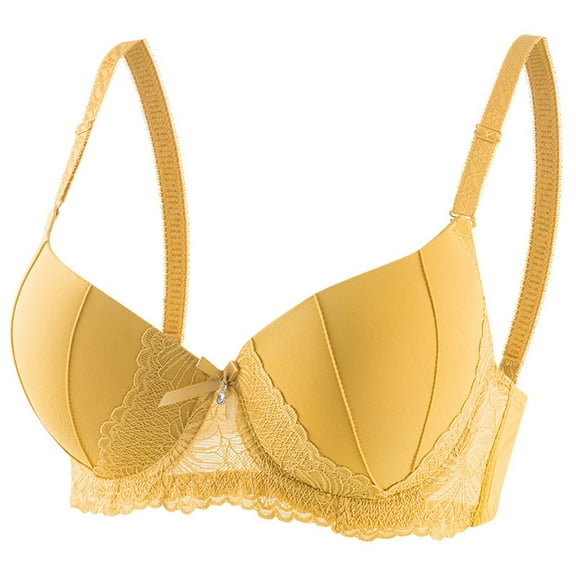 Arlun Women's Underwire Lace Demi Bras Push Up Cups Padded T Shirt Bras For Women Soft Comfortable Underwire Brassiere Lightweight Breathable Bra Yellow B
