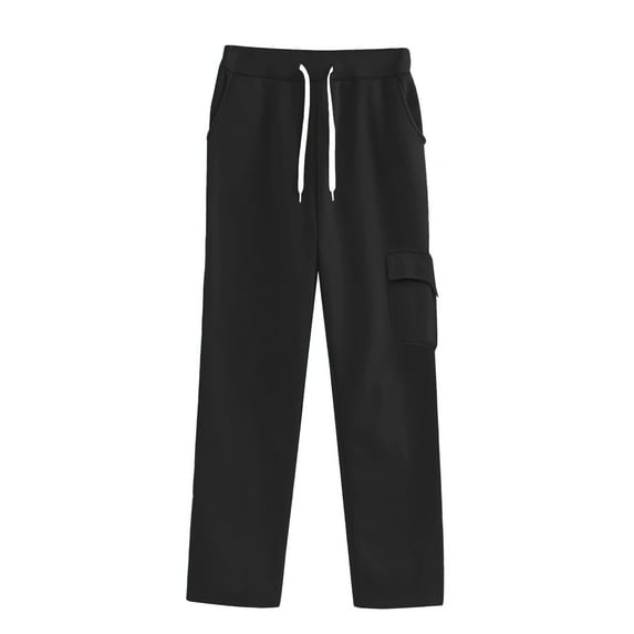 Arlun,Women's Wide Leg Casual Sweatpants Solid Color Loose High Waisted Drawstring Joggers Fashion Side Pocket Oversized Sports Long Pants for Fall Winter Black XXXL