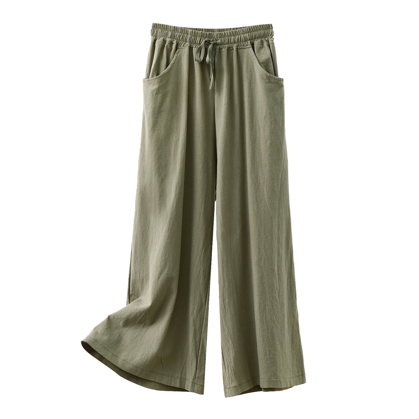 Heavy Linen Palazzo Pants: Wide Leg Trousers With Pockets - UK