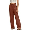 thumbnail image 1 of Arlun,Women's Work Pants Wide Leg Plus Size Dressy Pants High Waisted Straight Leg Solid Color Business Casual Slacks Pants with Pockets Fall Outwear Trousers Brown M, 1 of 6