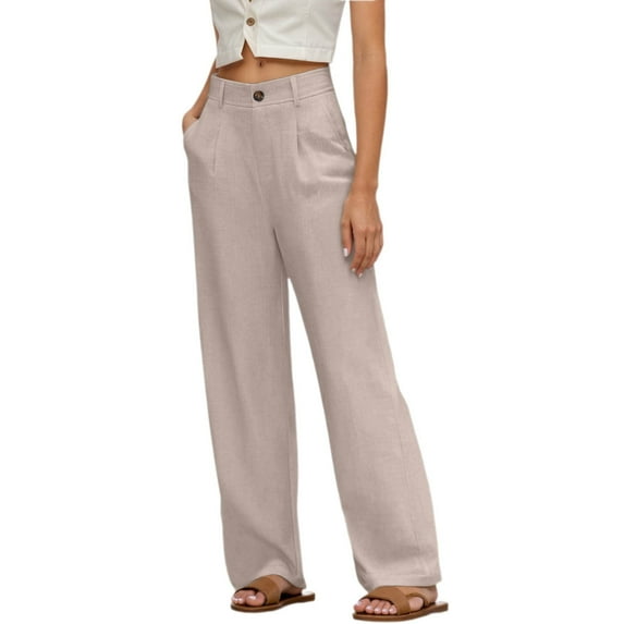 Arlun,Women's Work Pants Wide Leg Plus Size Dressy Pants High Waisted Straight Leg Solid Color Business Casual Slacks Pants with Pockets Fall Outwear Trousers Khaki XL