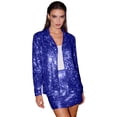 thumbnail image 1 of Arlun Womens 2 Piece Carnival Sequins Skirt Sets Lapel Collar Long Sleeves Lightweight Cardigan Blazer Jacket and Short Pencil Skirt Fashion Party Holiday Outfits Blue L, 1 of 8