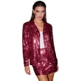 thumbnail image 1 of Arlun Womens 2 Piece Carnival Sequins Skirt Sets Lapel Collar Long Sleeves Lightweight Cardigan Blazer Jacket and Short Pencil Skirt Fashion Party Holiday Outfits Red S, 1 of 8