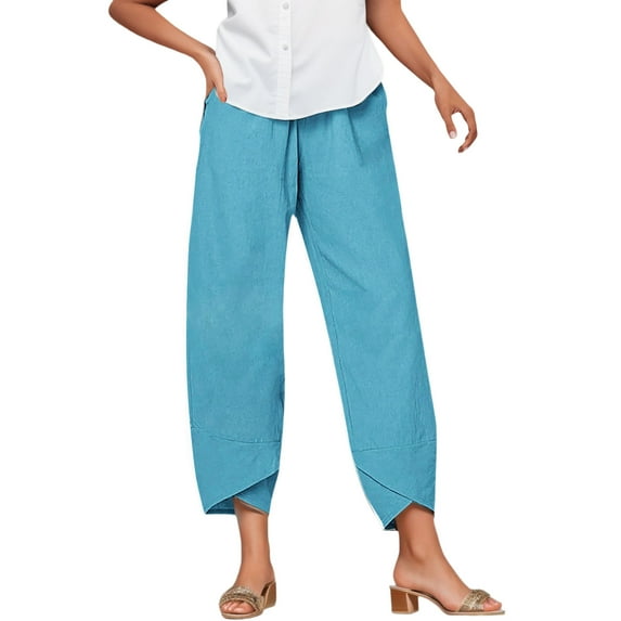 Women's Wide Leg Harem Pants - Super Baggy Casual Beach Palazzo Pants With Pockets