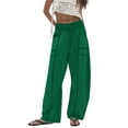 thumbnail image 1 of Arlun Womens Baggy Wide Leg Pants Casual Fall Winter Drawstring Elastic Waisted Trousers Comfortable Soft Fashion Line Design Sports Pants with Pockets Green M, 1 of 5