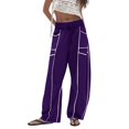 thumbnail image 1 of Arlun Womens Baggy Wide Leg Pants Casual Fall Winter Drawstring Elastic Waisted Trousers Comfortable Soft Fashion Line Design Sports Pants with Pockets Purple2 M, 1 of 4