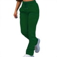 thumbnail image 1 of Arlun,Womens Cargo Sweatpants Baggy Stacked Pants Warm Elastic Waist Drawstring Casual Joggers Plus Size Ladies Solid Color Comfortable Lounge Trousers Dark Green2 XL, 1 of 6