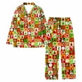thumbnail image 1 of Arlun Womens Christmas Pajamas Sets Soft Comfy Lapel Full Print Long Sleeve Button down Tops Sleepwear Wide Leg Long Pants Fashion X-Mas Graphic 2 Piece Pjs Outfits Orange XXL, 1 of 3