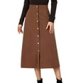 thumbnail image 1 of Arlun Womens Corduroy Midi Business Casual Skirts Button down Front Slit Work Long Skirt High Waisted Solid Color Loose Comfortable Cord Teacher Skirts Brown XL, 1 of 1