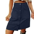 thumbnail image 1 of Arlun Womens Corduroy Mini Skirts Fall Winter High Waisted Button down A-Line Skirts with Pockets Soft Comfortable Solid Color Short Skirt Blue M, 1 of 1