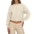 thumbnail image 1 of Arlun Womens Cropped Cardigan Sweaters Crew Neck Long Sleeve Button up Sweaters Top Elegant Solid Color Lightweight Knit Open Front Cardigan for Daily Wear, 1 of 4