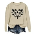 thumbnail image 1 of Arlun Womens Dog Mom Sweatshirts Cute Dog Paw Printed Heart Graphic Long Sleeve Crewneck Pullover Sweatshirt Casual Soft Comfy Fall Winter Lightweight Basic Tops Beige L, 1 of 4