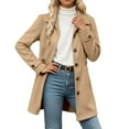 thumbnail image 1 of Arlun Womens Elegant Single Coats Long Sleeve Button down Mid Winter Overcoat Simple Trendy Solid Color Work Office Pea Coats Business Casual Comfy Outwear Khaki XL, 1 of 6