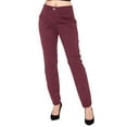 thumbnail image 1 of Arlun,Womens Elegant Straight Leg Casual Pants Solid Color Slim Fit Basic Pant Zipper Button Closure Lounge Trousers with Pockets Wine XXL, 1 of 9