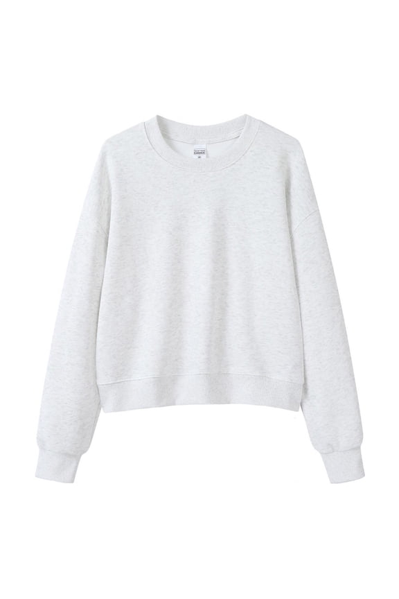 Womens Fall Sweatshirts No Hood Breathable Sweatshirts Soft Cozy Lightweight Crewneck Pullovers Casual Long Sleeve Drop Shoulder Solid Color Basic Tops Light Gray S