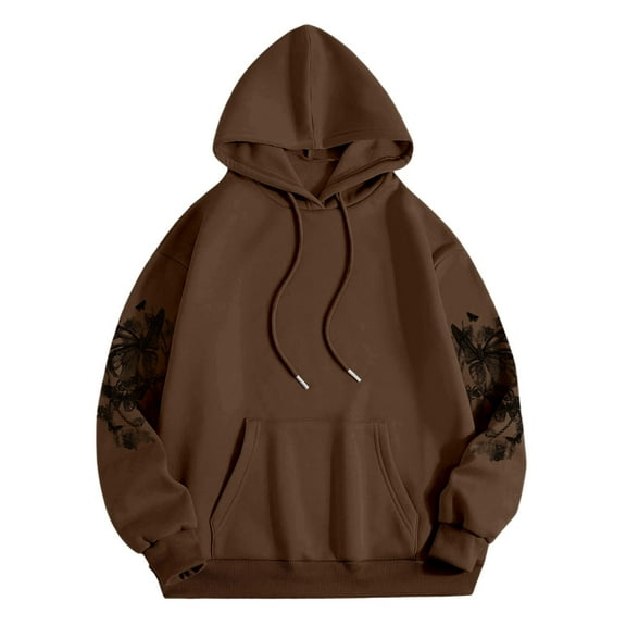 Arlun Womens Fashion Hoodies Vintage Butterfly Graphic Printed Loose Fit Pullover Sweatshirts Casual Lightweight Soft Comfy Active Cute Hoodies with Pocket Coffee S