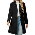thumbnail image 1 of Arlun Womens Wool Coats Solid Color Mid-Long Stand Collar Overcoats 2025 Winter Fashion Double Pea Coat Business Casual Loose Long Sleeve Outwear Clothes Black M, 1 of 7