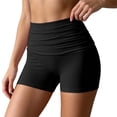 thumbnail image 1 of Arlun Womens Fold over Yoga Shorts Summer Elastic High Waist Seamless Lifting Gym Leggings Comfortable Soft Breathable Pure Color Non See Through Athletic Shorts Black M, 1 of 4