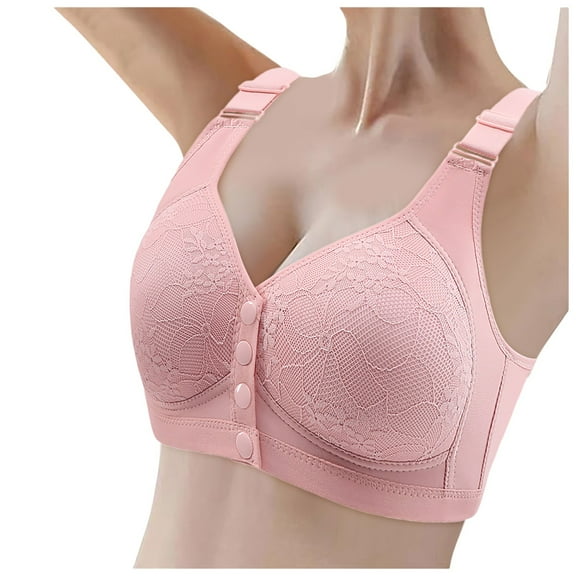 Arlun Womens Front Button Bras Plus Size No Padded Lace Lightweight Breathable Adjustable Straps Bralettes Soft Comfortable Full Coverage Front Closure Bras Light Purple 44