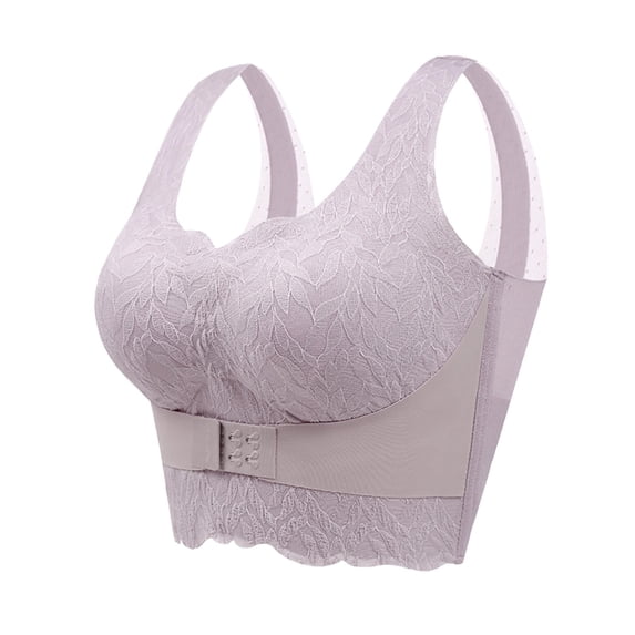 Arlun Womens Front Hook Sports Bras Oversized No Underwire Seamless Front Closure Supportive Full Coverage Jacquard Long Bralettes Soft Comfortable Bra Purple XL