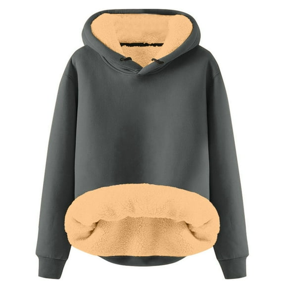 Arlun Womens Hoodies Warm Sherpa Lined Love Heartbeat Graphic Sweatshirts Oversized Casual Fall Winter Thickened Warm Loose Comfortable Hooded Pullover Tops Grey XXL