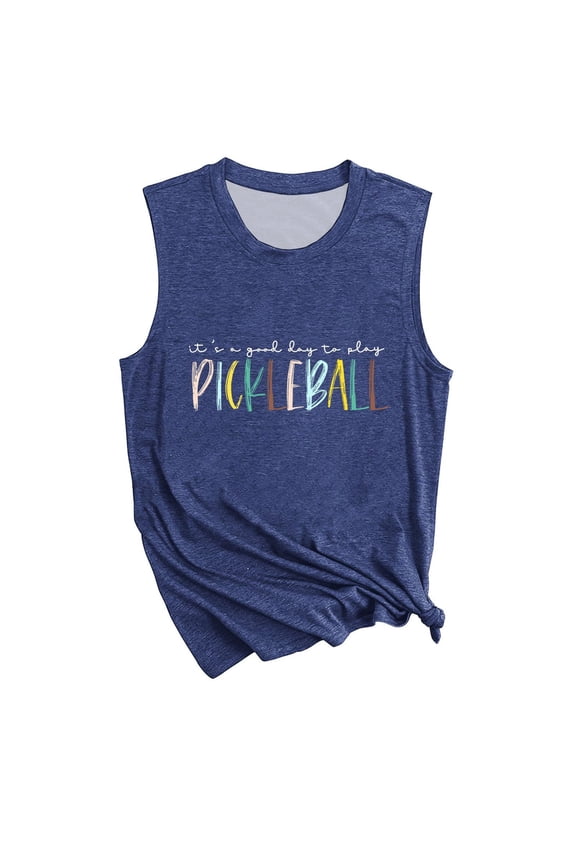 Womens It’s a Good Day to Play Pickleball Tank Tops Cute Pickleball Lover Vest Shirt Summer Loose Soft Comfort Casual Sport Sleeveless Top Navy S