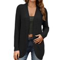 thumbnail image 1 of Arlun Womens Long Cardigan Sweaters Trendy Lightweight Open Front Long Sleeve Ribbing Sweater Coat 2025 New Comfortable Soft Textured Casual Outwear with Pockets Black S, 1 of 5