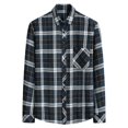 thumbnail image 1 of Arlun Womens Long Sleeve Plaid Shirts Button down Lapel College Style Tops Soft Comfort Loose Casual Asymmetrical Hem Blouses Fashion Outfits Navy L, 1 of 3